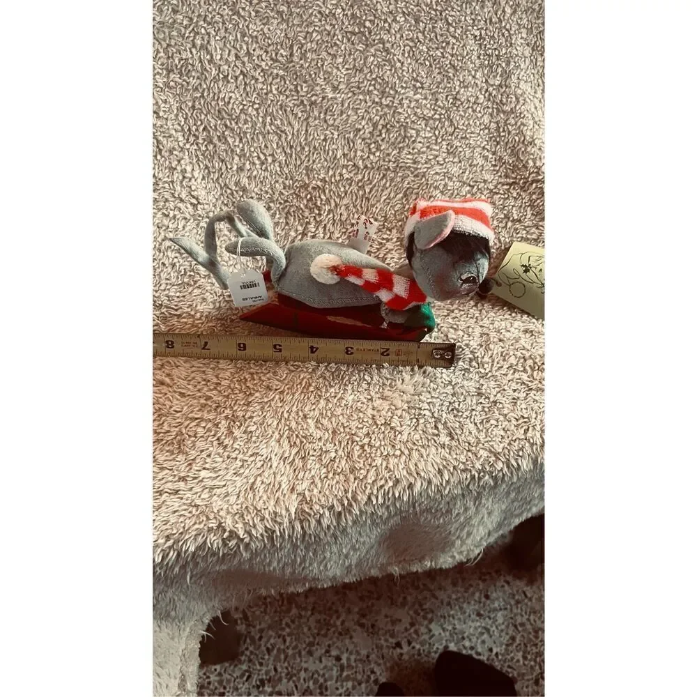 Annalee Doll Christmas Mouse Sledding 1965